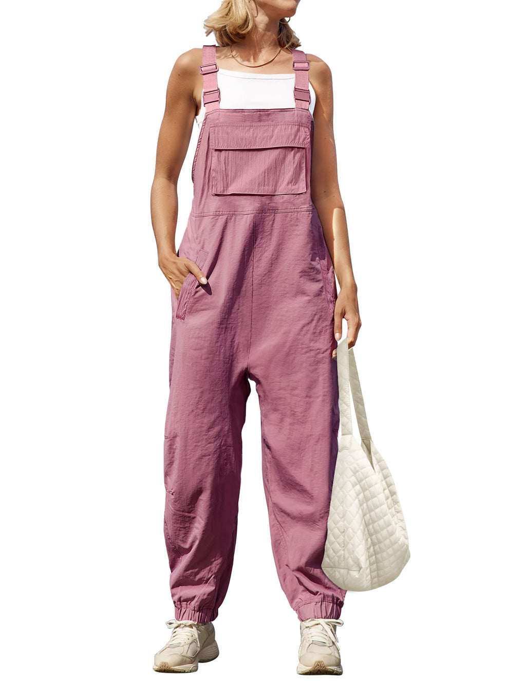 Luxuii Button Closure Straps Sleeveless Backless Loose Jumpsuit