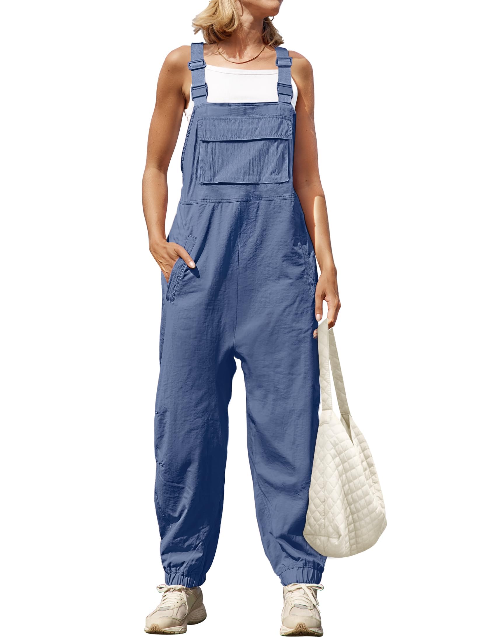 Luxuii Button Closure Straps Sleeveless Backless Loose Jumpsuit
