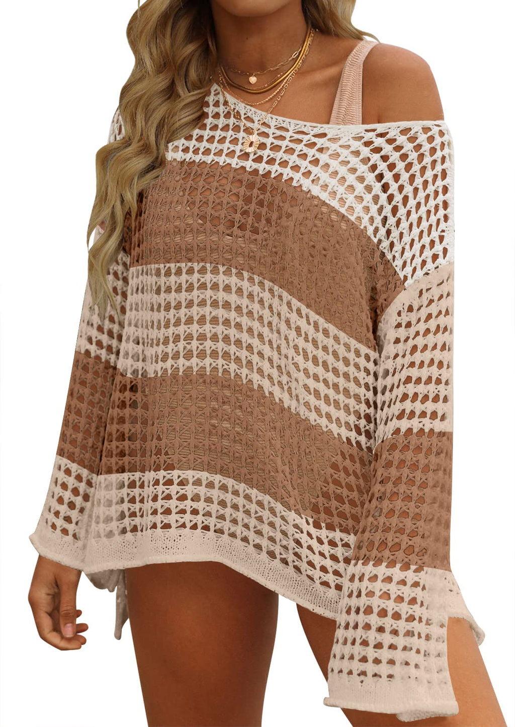 Luxuii Crochet Hollow Beach Cover Tunic Top