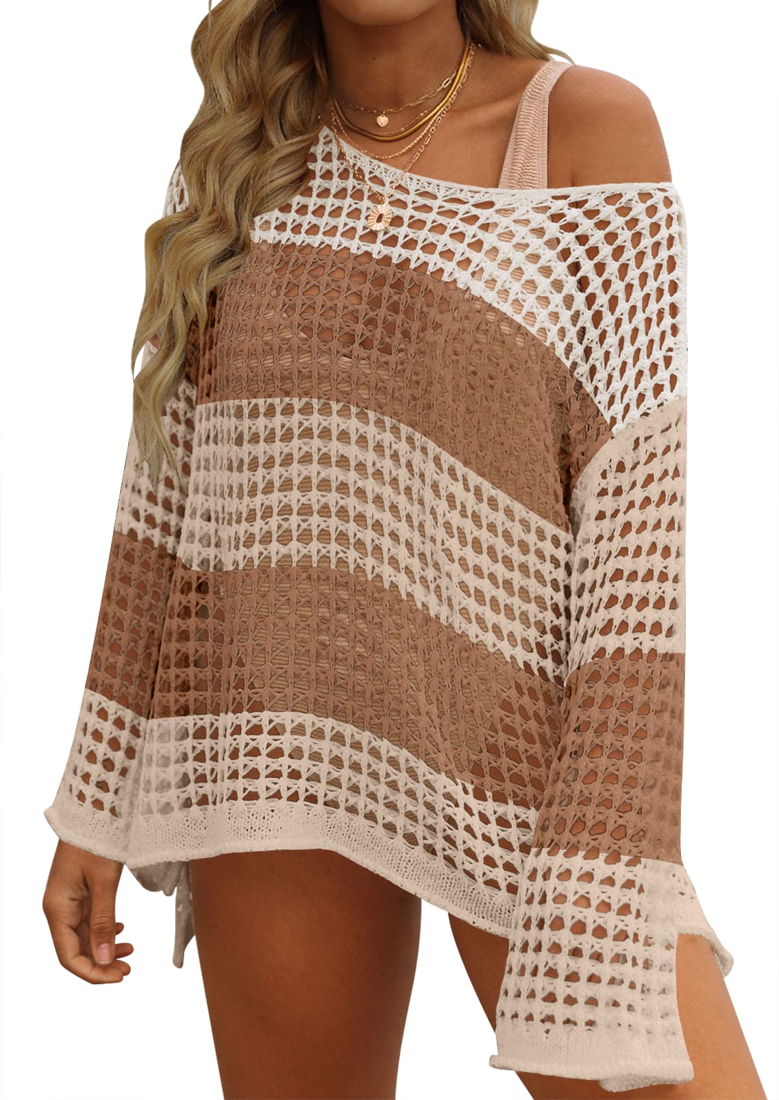 Luxuii Crochet Hollow Beach Cover Tunic Top