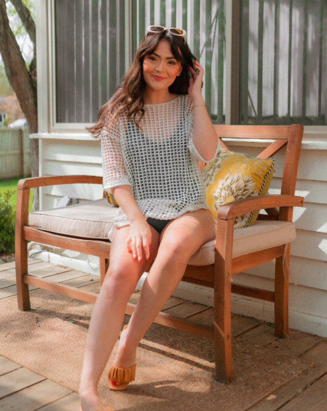 Luxuii Crochet Short Sleeve Hollow Out Cover Ups