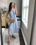 Luxuii Halter Boho Striped Sleeveless Tiered Flowy Maxi Dress