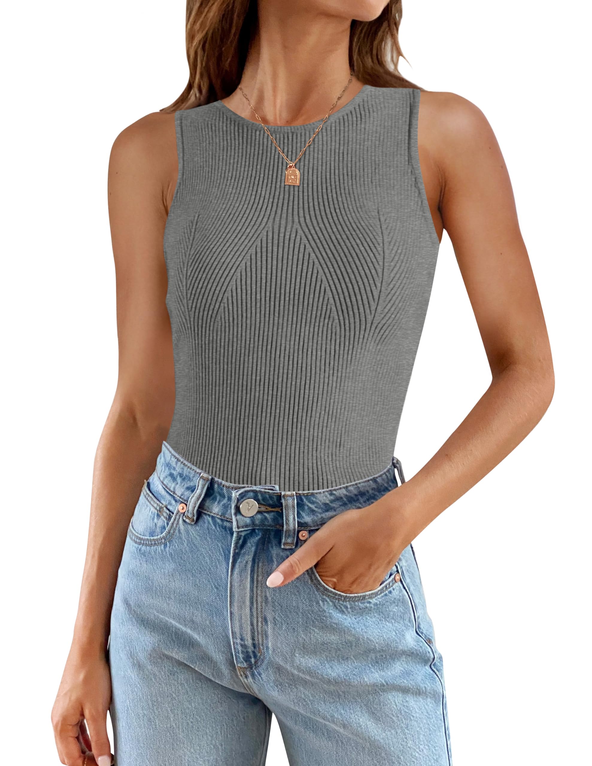 Luxuii High Neck Ribbed Slim Fitted Tank Top