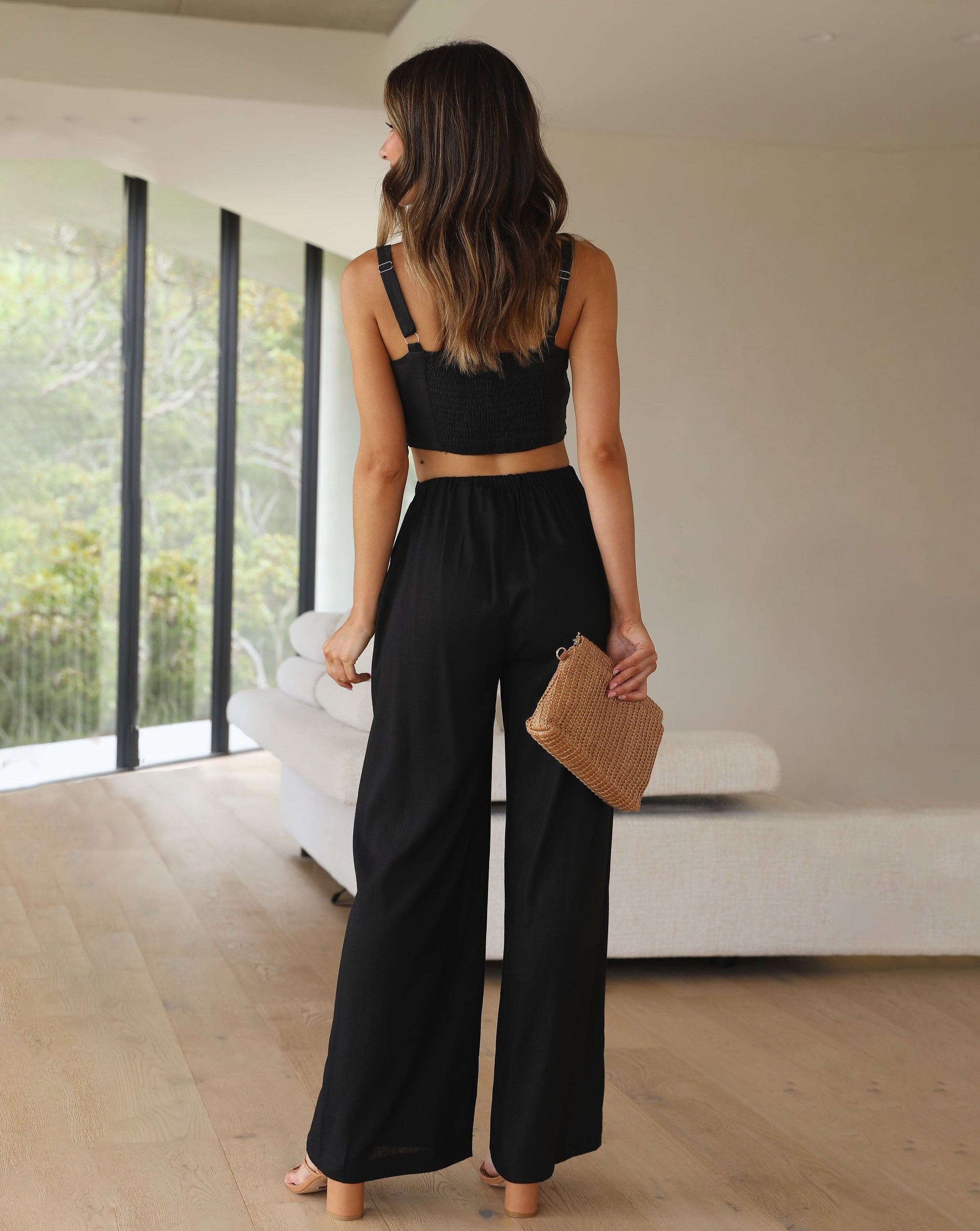 Luxuii High Waist Linen Wide Leg Flowy Palazzo Pants