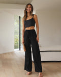 Luxuii High Waist Linen Wide Leg Flowy Palazzo Pants