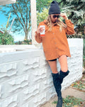 Luxuii Long Sleeve Button Down Lightweight Cropped Shacket