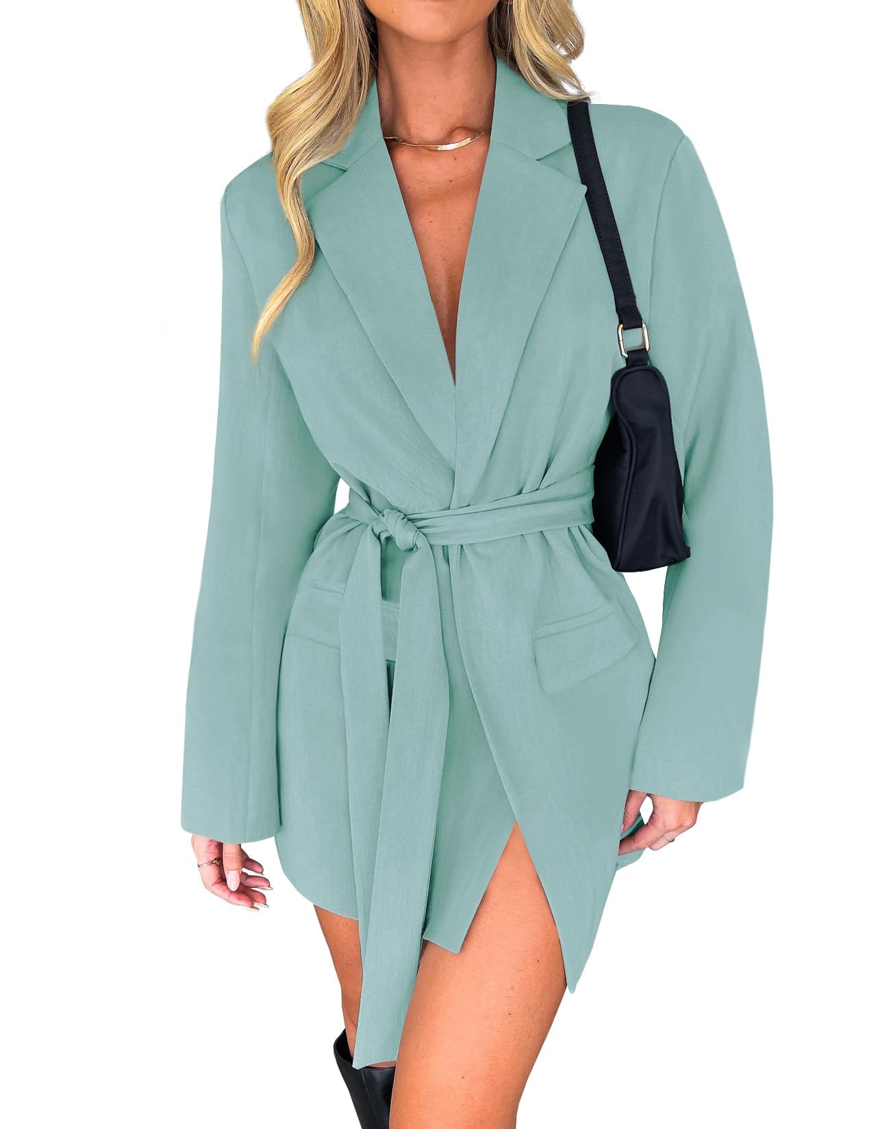 Luxuii Long Sleeve Lapel Open Front Jacket Blazer