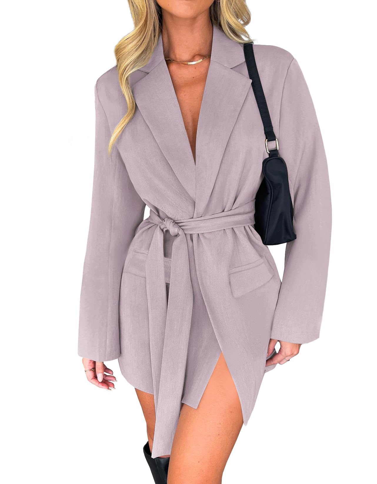 Luxuii Long Sleeve Lapel Open Front Jacket Blazer