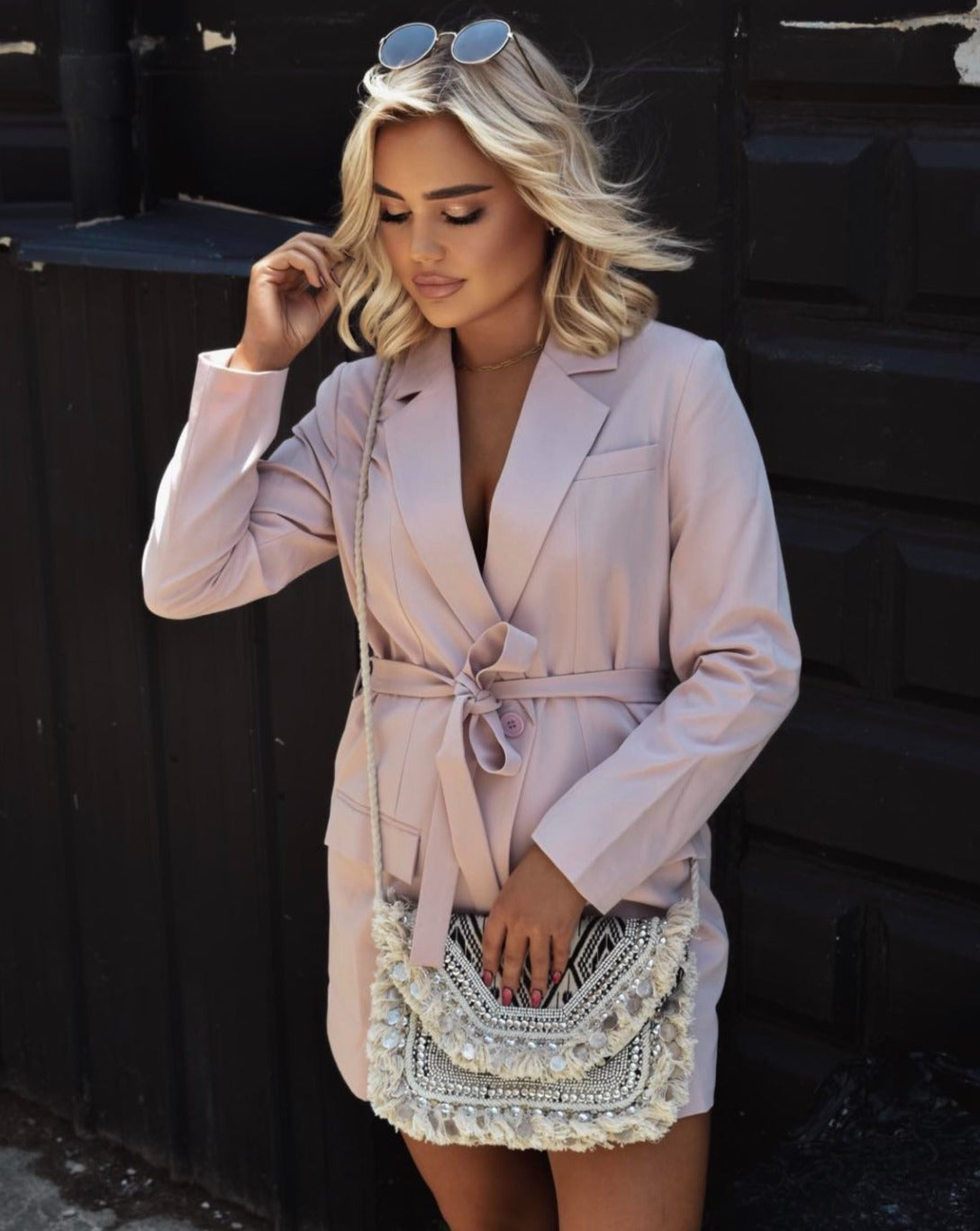 Luxuii Long Sleeve Lapel Open Front Jacket Blazer