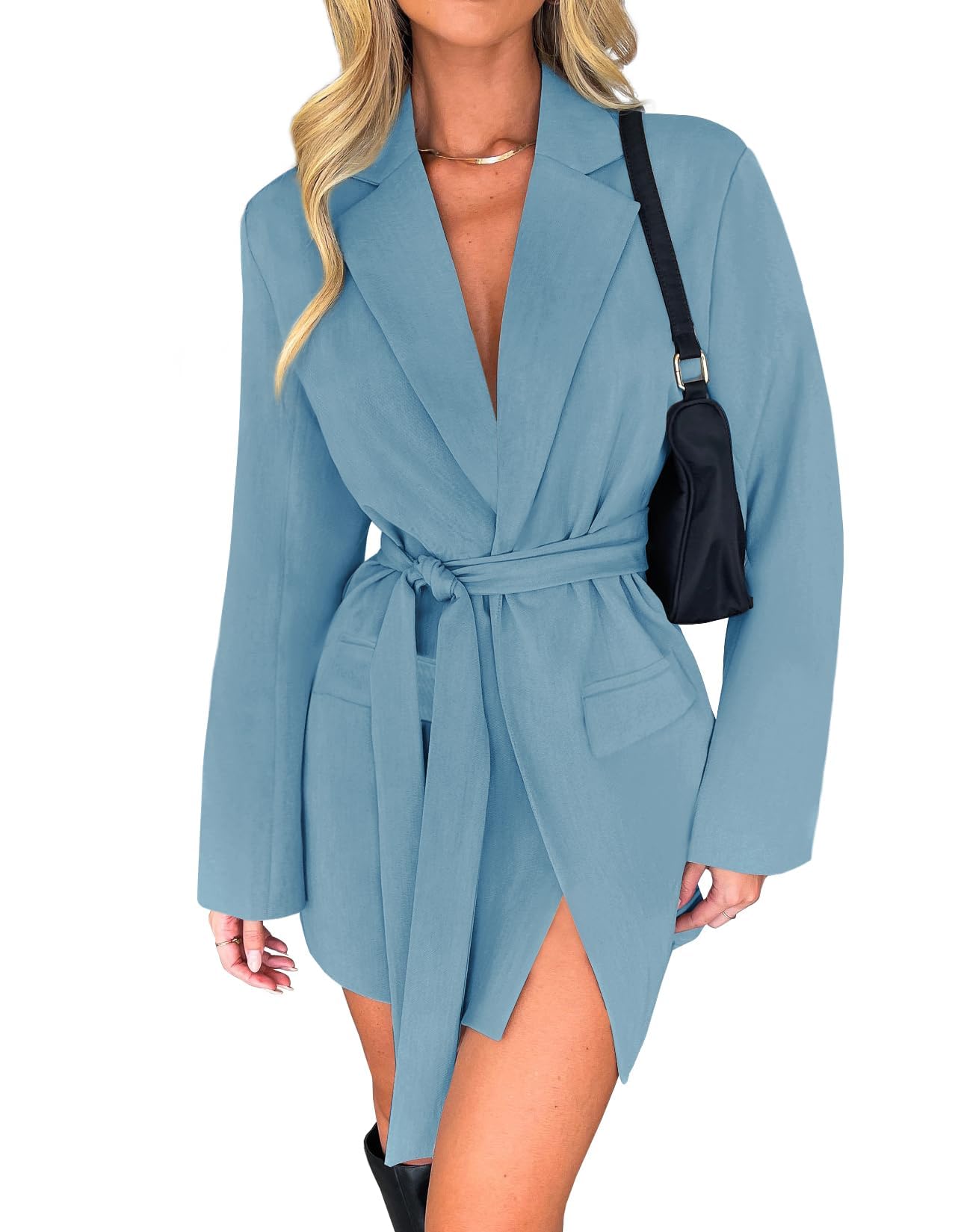 Luxuii Long Sleeve Lapel Open Front Jacket Blazer