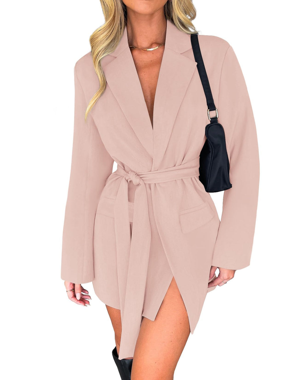 Luxuii Long Sleeve Lapel Open Front Jacket Blazer