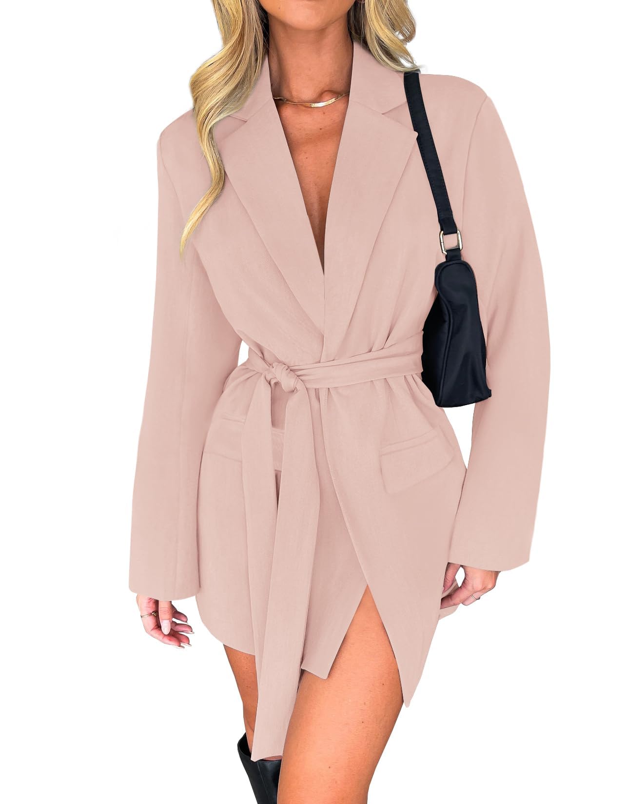 Luxuii Long Sleeve Lapel Open Front Jacket Blazer