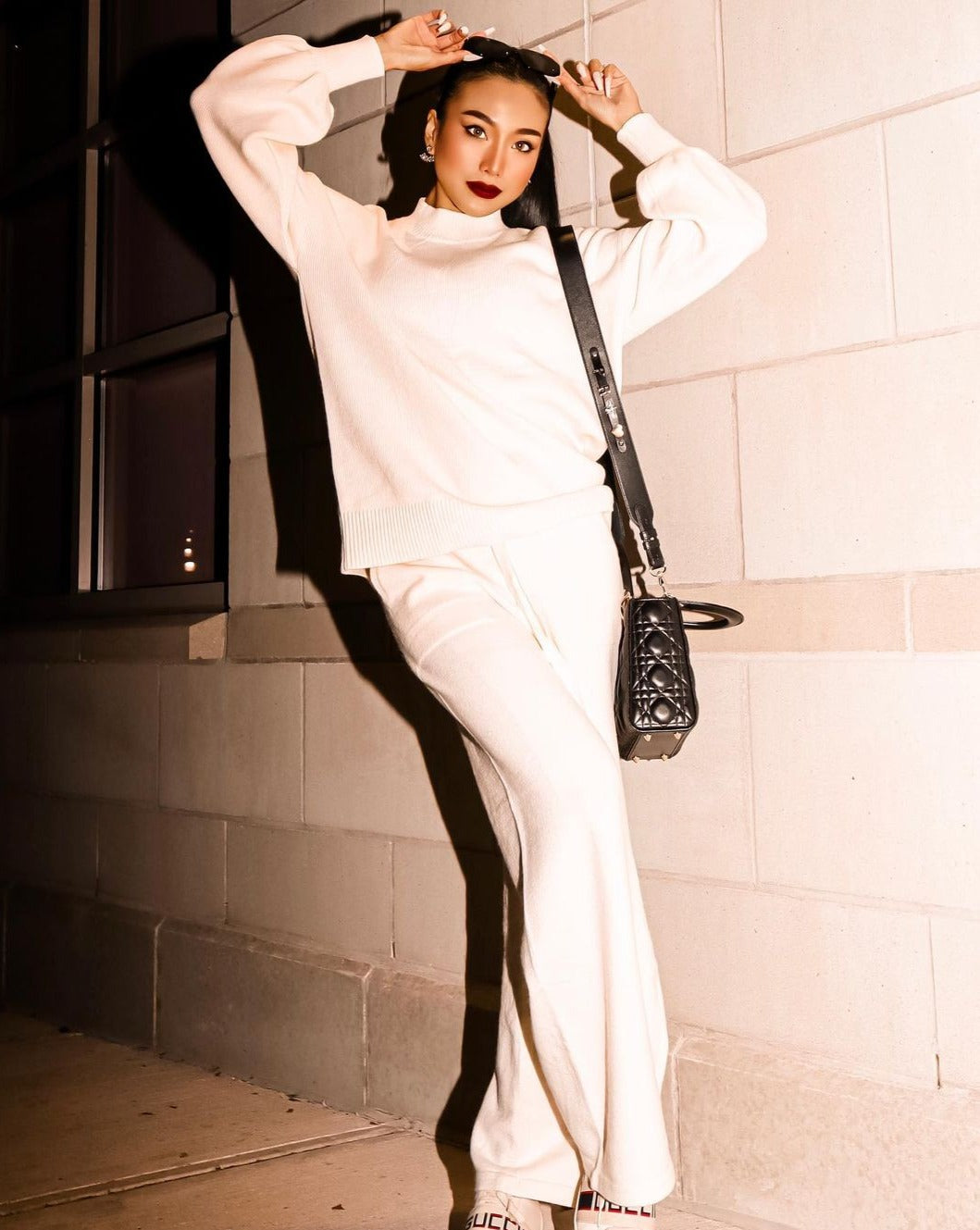 Luxuii Long Sleeve Pullover Wide Leg Pants Sweater Set