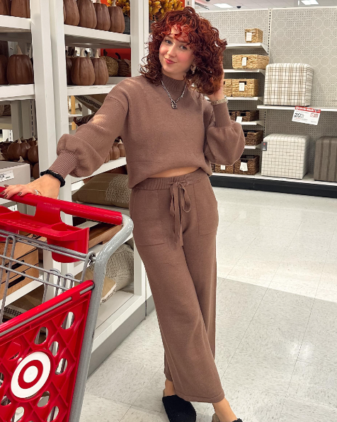 Luxuii Long Sleeve Pullover Wide Leg Pants Sweater Set