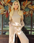 Luxuii Long Sleeve Pullover Wide Leg Pants Sweater Set