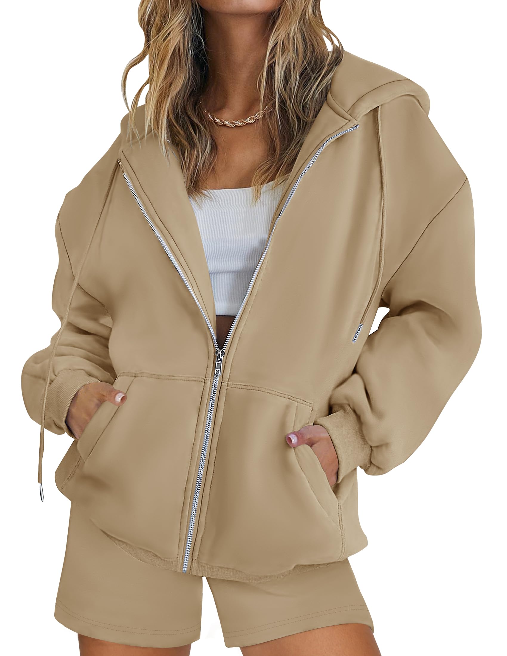 Luxuii Long Sleeve Zipper Hoodie Two Piece Workout Set