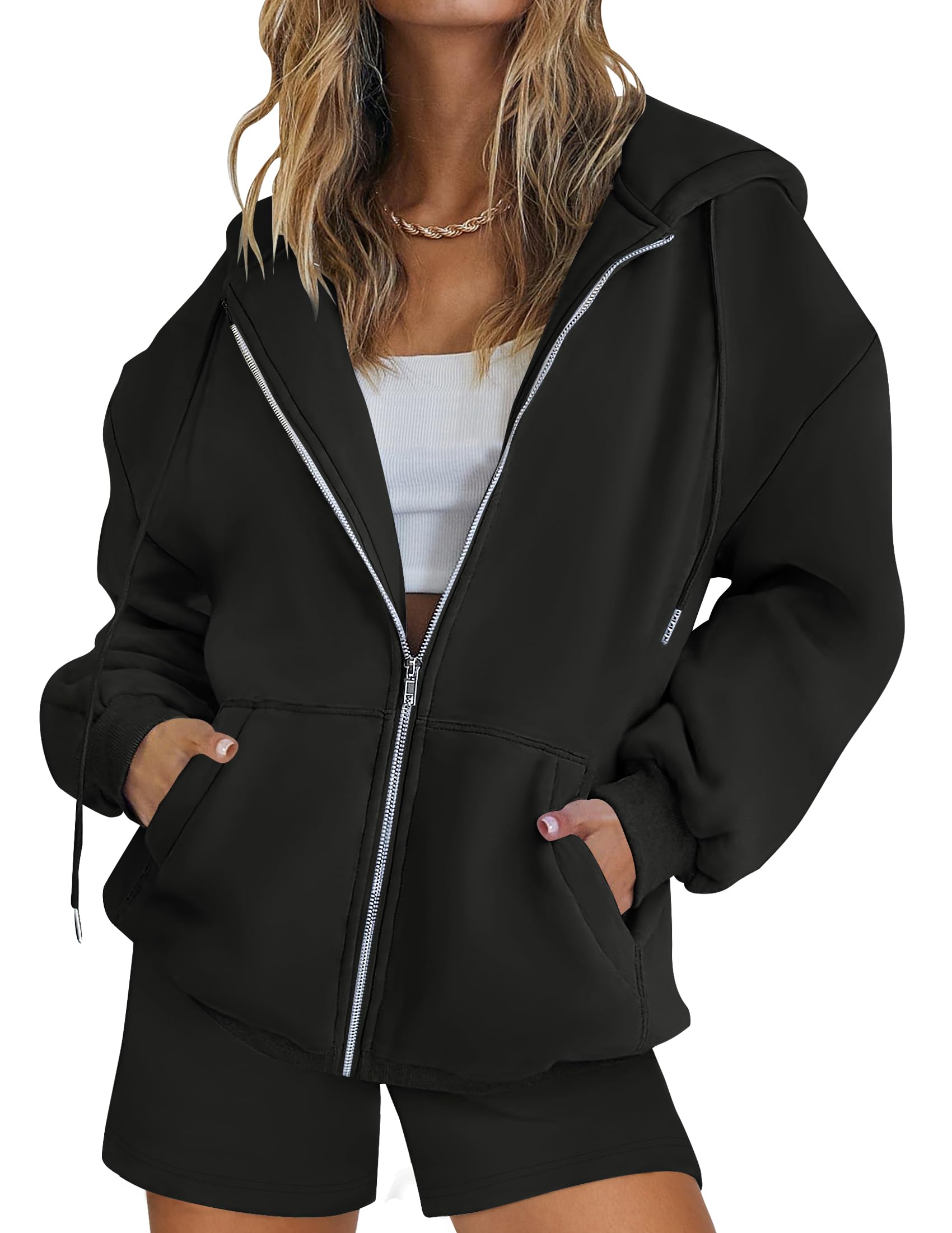 Luxuii Long Sleeve Zipper Hoodie Two Piece Workout Set