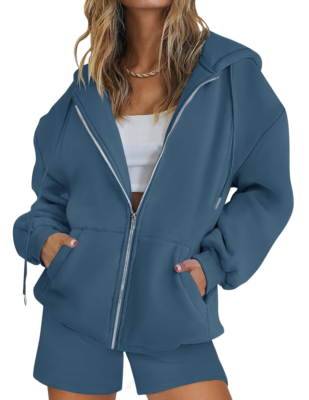 Luxuii Long Sleeve Zipper Hoodie Two Piece Workout Set