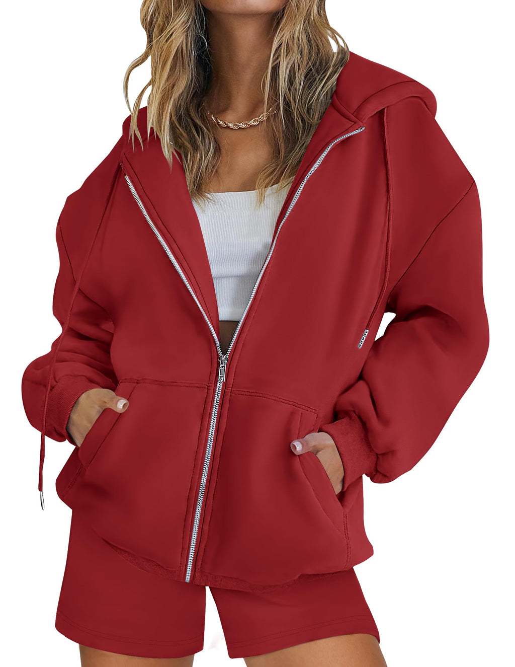 Luxuii Long Sleeve Zipper Hoodie Two Piece Workout Set