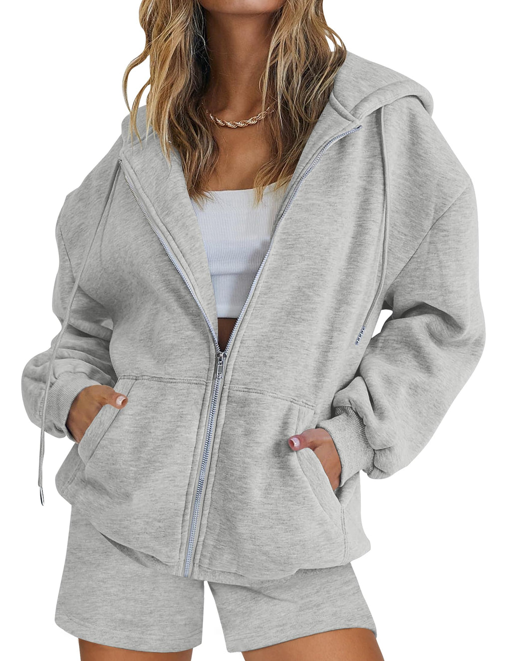 Luxuii Long Sleeve Zipper Hoodie Two Piece Workout Set