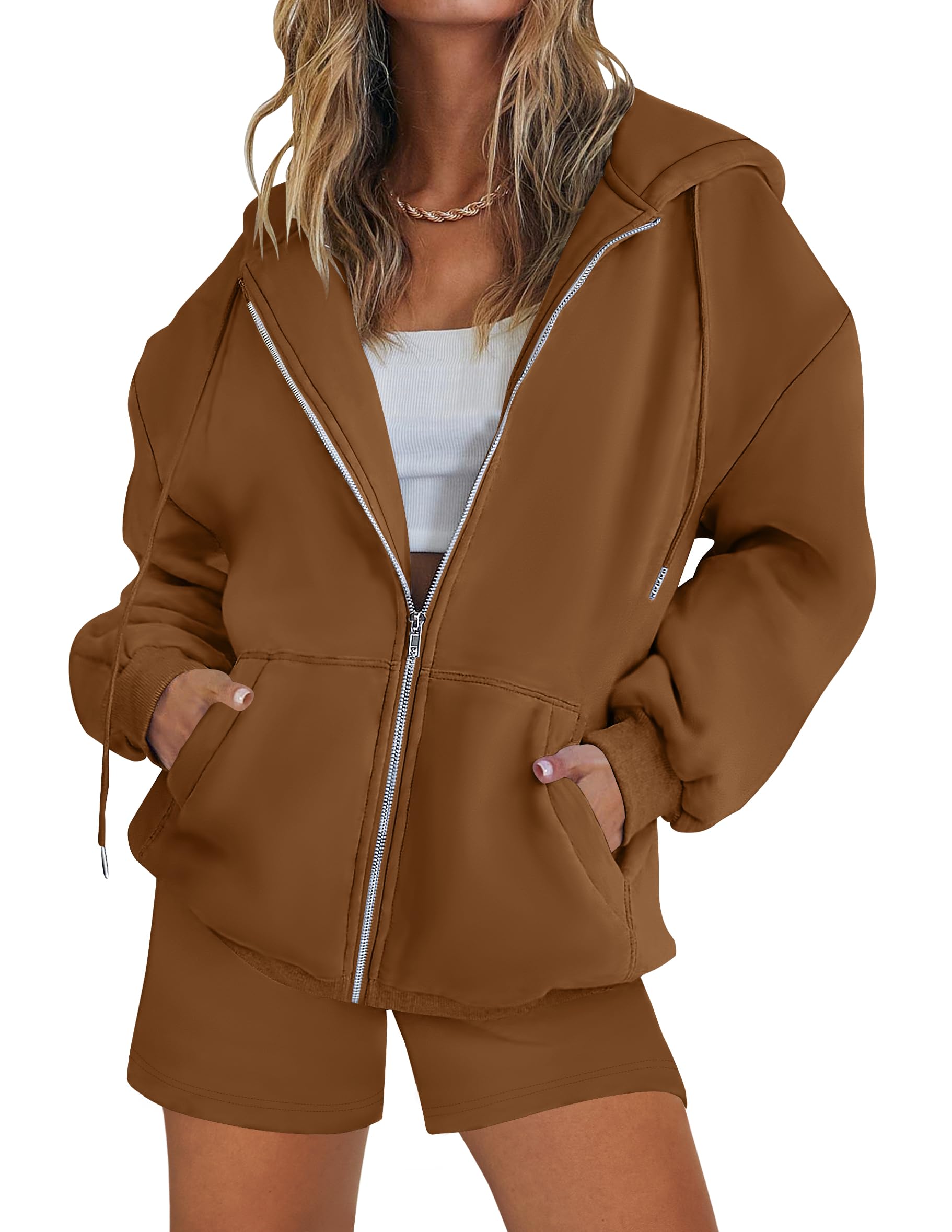 Luxuii Long Sleeve Zipper Hoodie Two Piece Workout Set