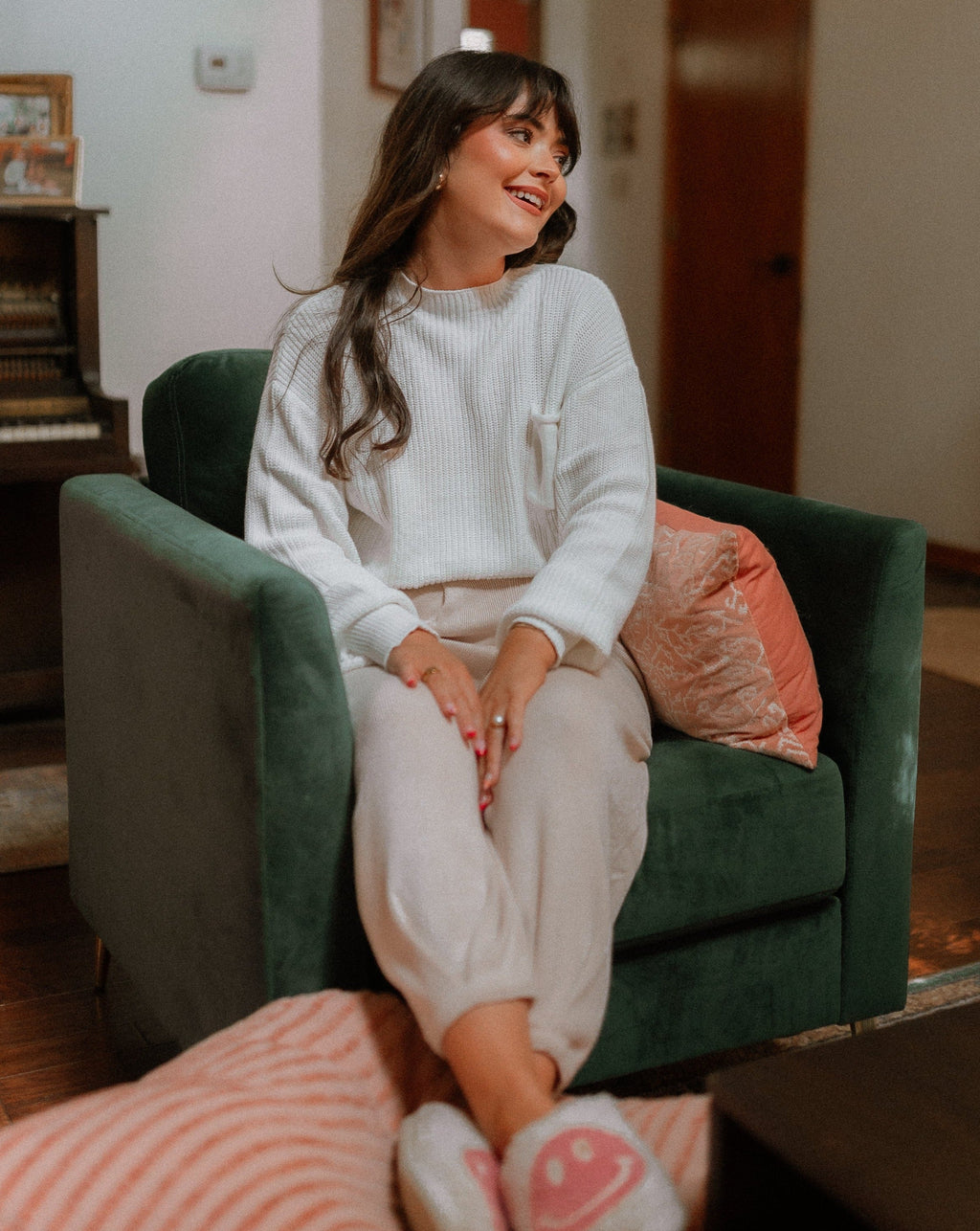 Luxuii Mock Neck Knit Pullover Top High Waist Pant Sweater Set