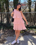 Luxuii One Shoulder Sleeveless Ruffle Tiered Chiffon Mini Dress