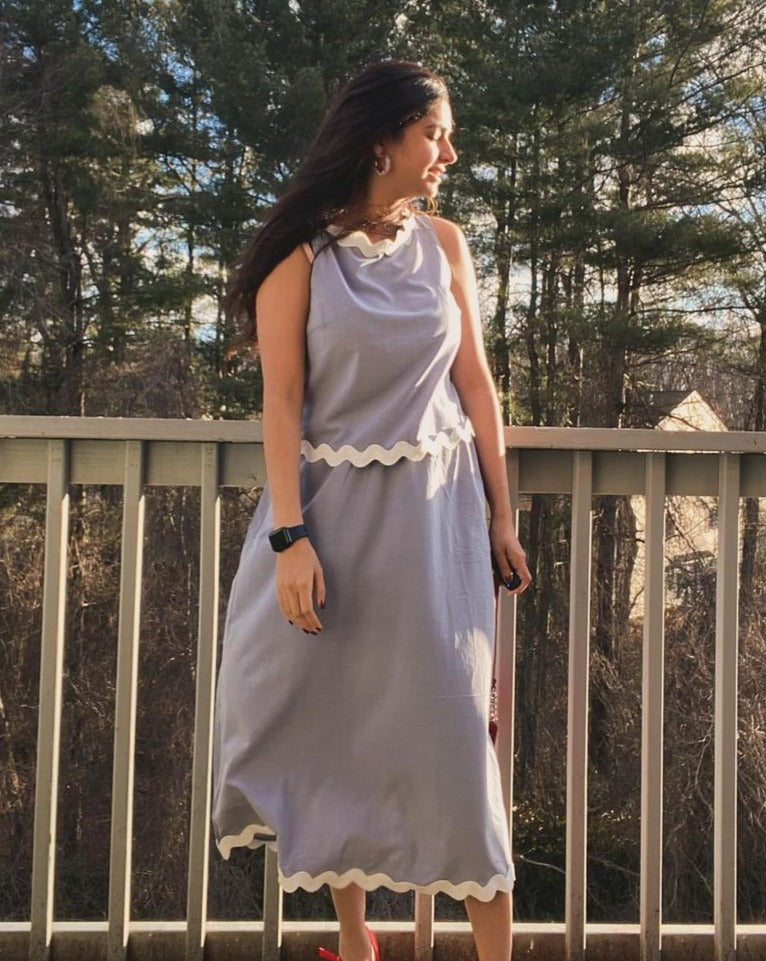 Luxuii Sleeveless Tank Top Flowy Maxi Skirt Set