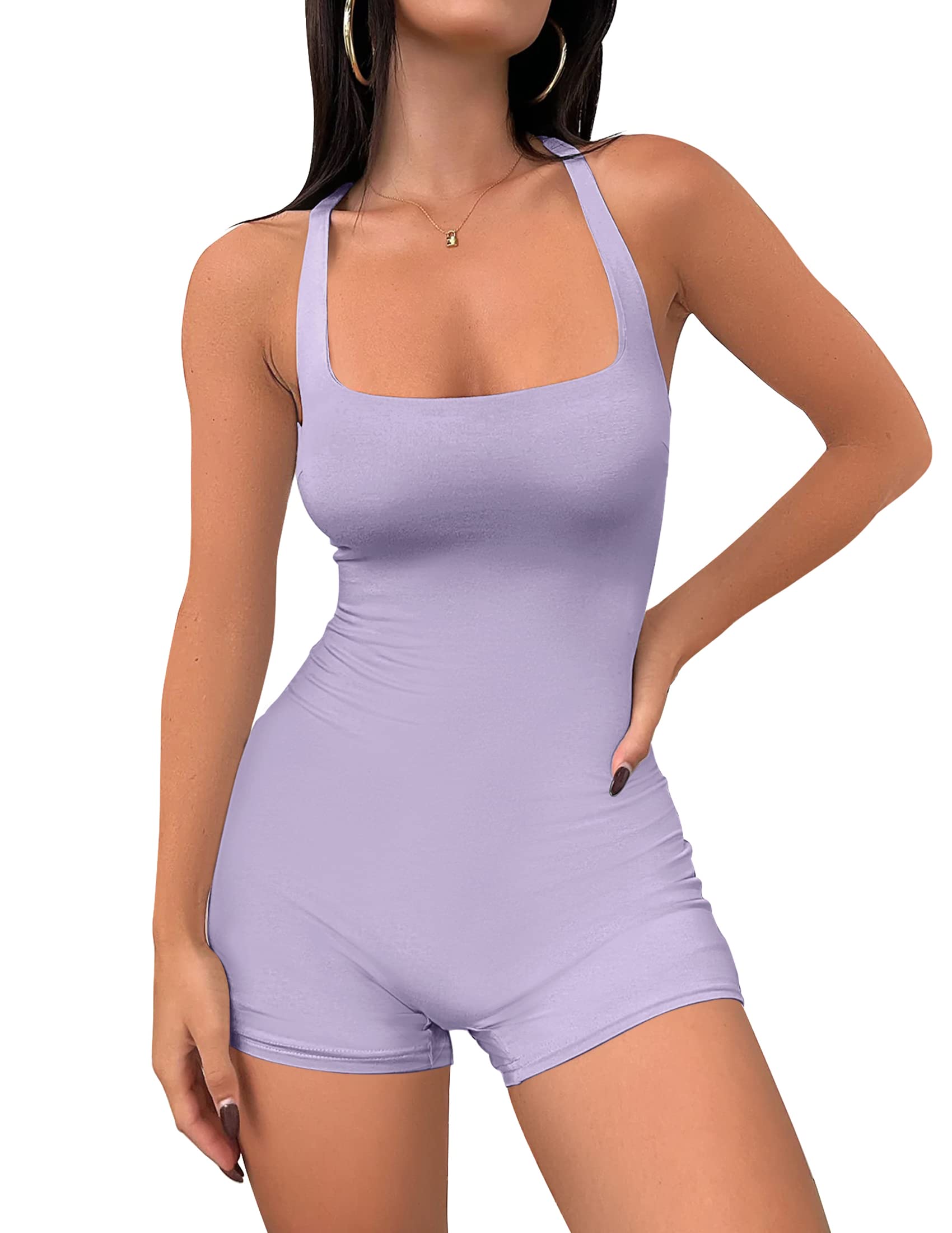 Luxuii Sexy Sleeveless Bodycon Workout Short Romper