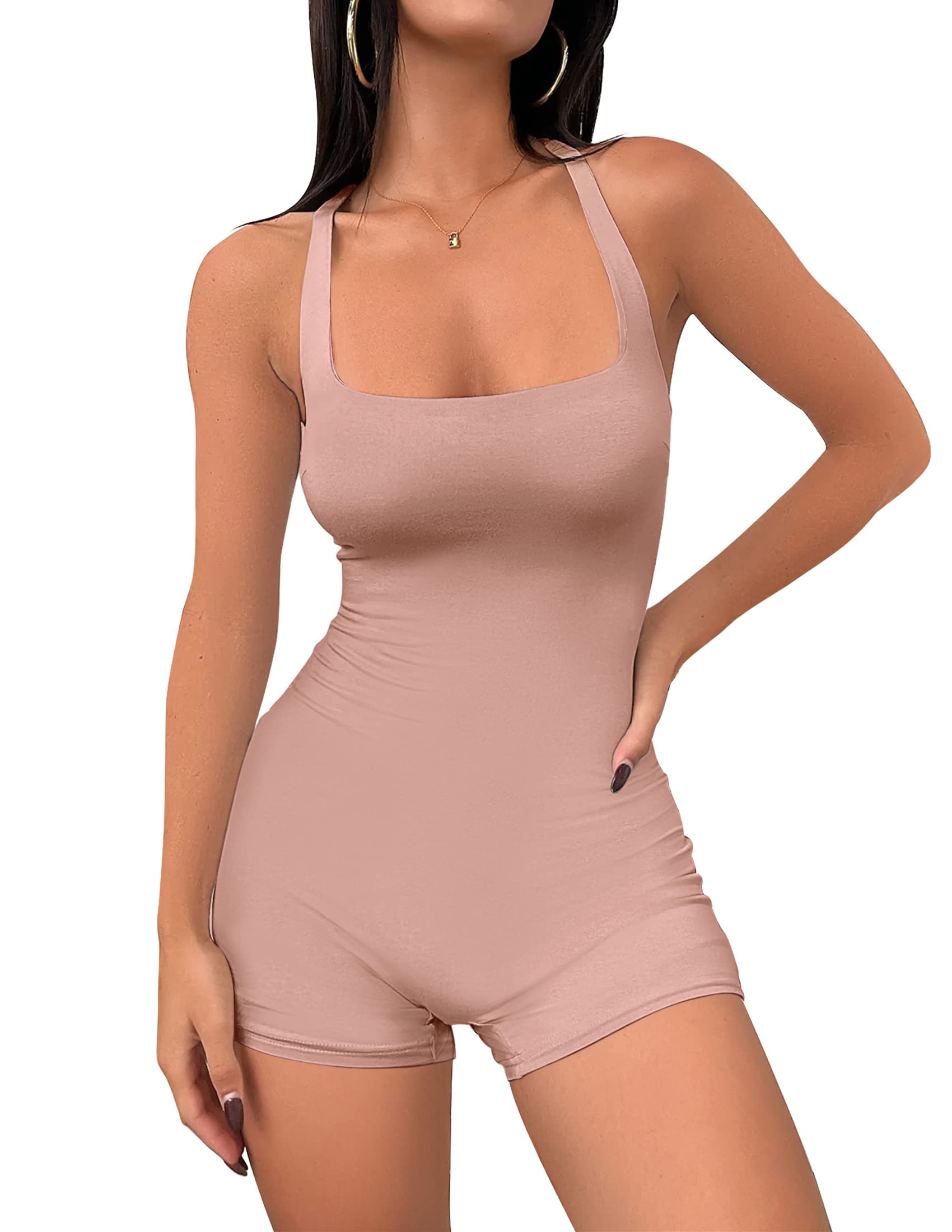 Luxuii Sexy Sleeveless Bodycon Workout Short Romper