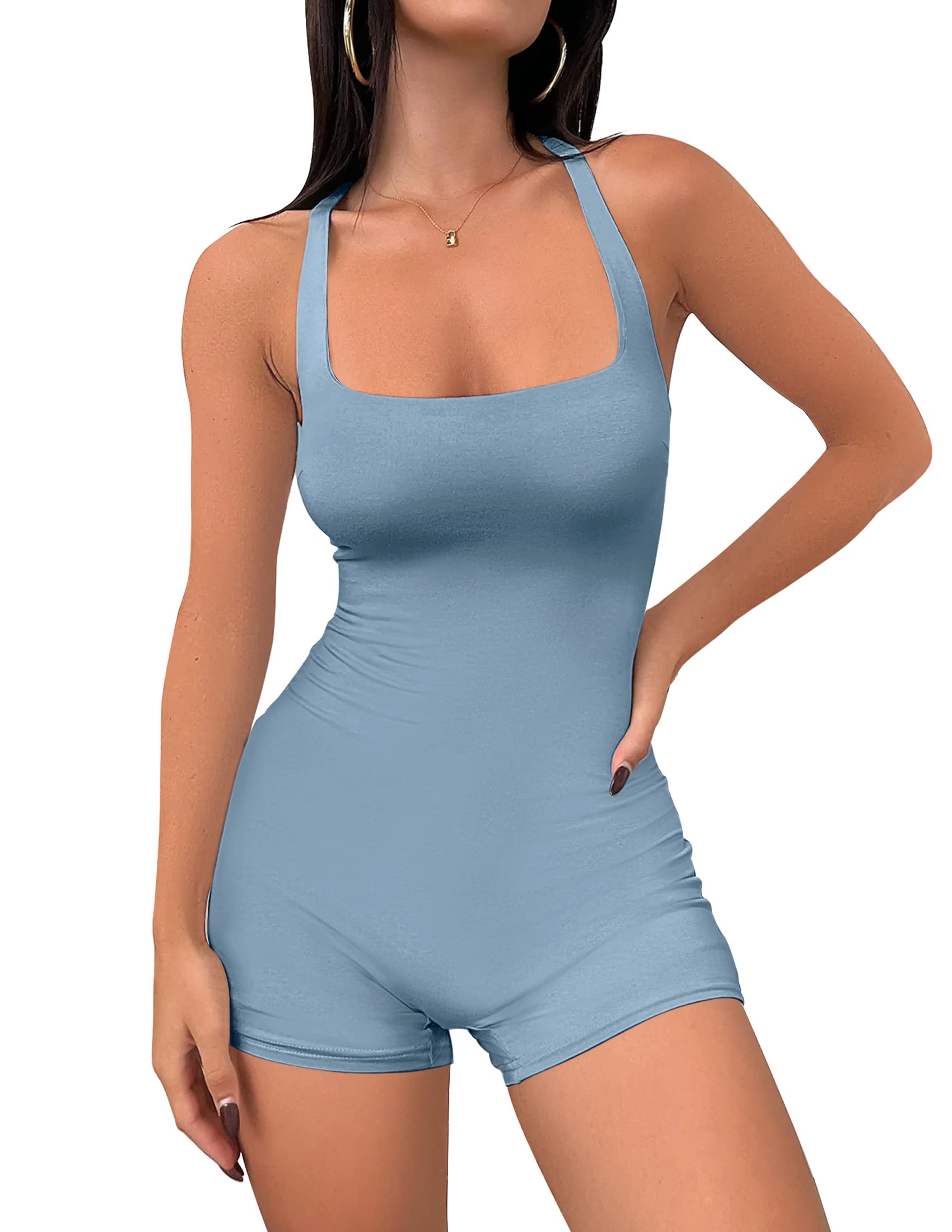 Luxuii Sexy Sleeveless Bodycon Workout Short Romper