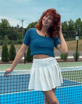 Luxuii Short Sleeve Square Neck Ribbed Knit Top