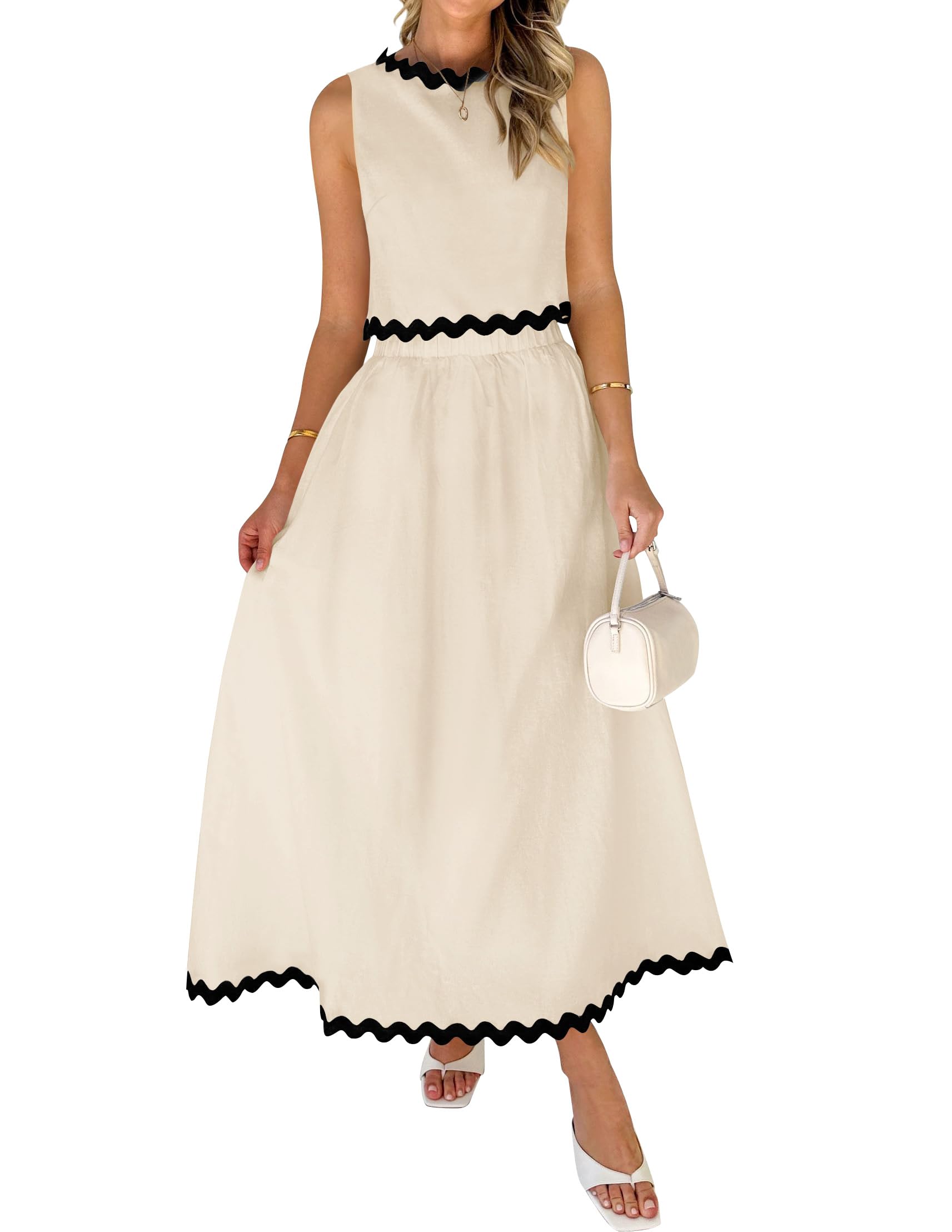 Luxuii Sleeveless Tank Top Flowy Maxi Skirt Set