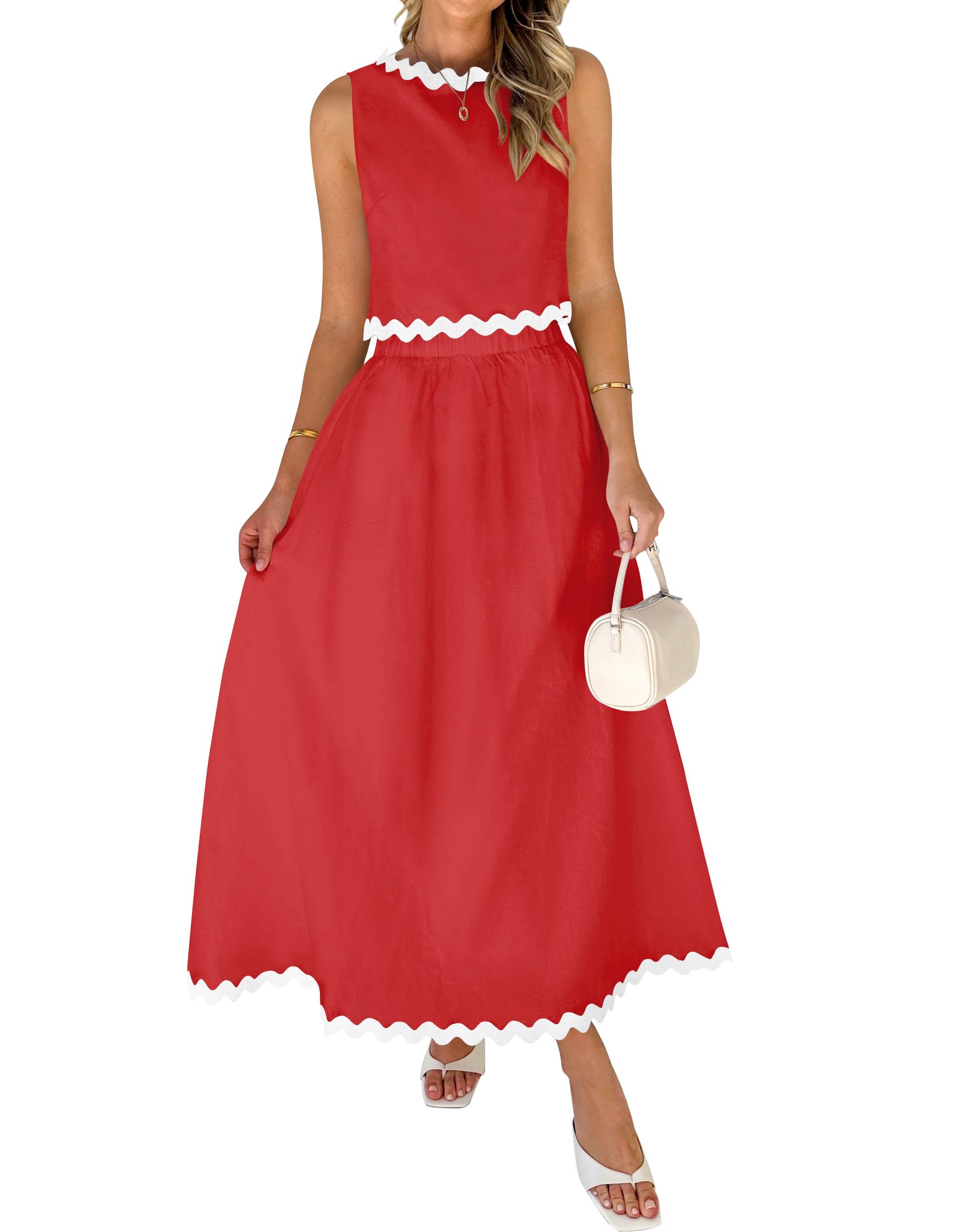 Luxuii Sleeveless Tank Top Flowy Maxi Skirt Set