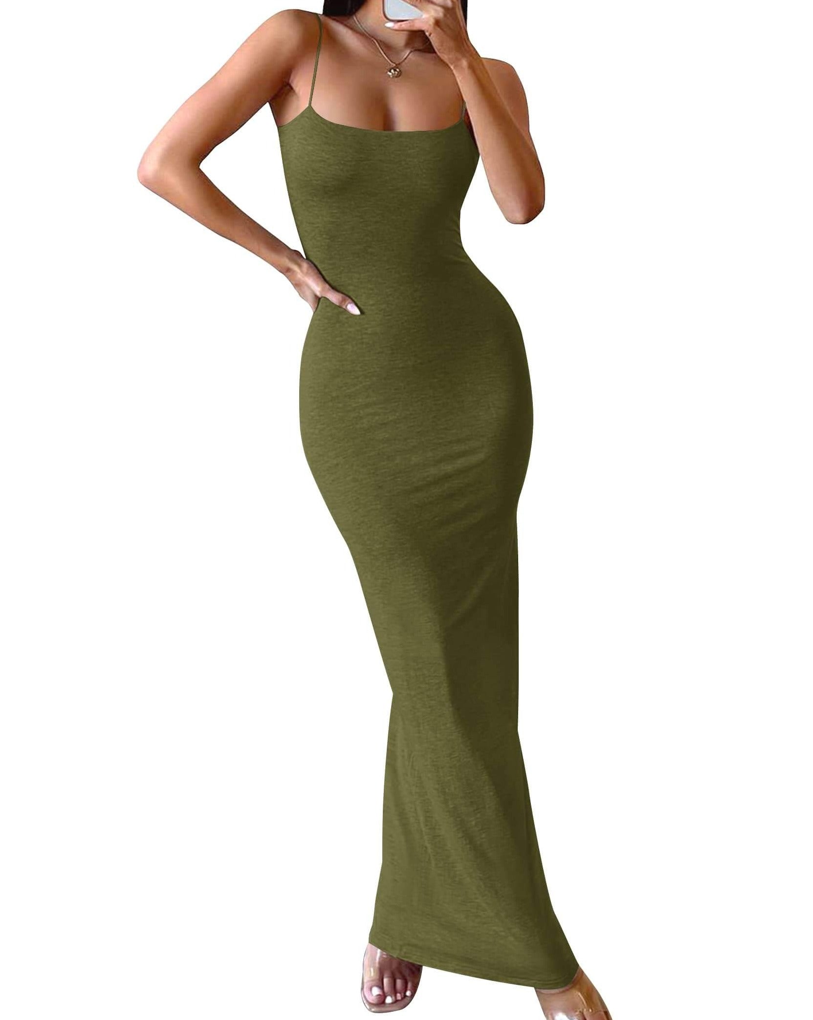 Luxuii Spaghetti Strap Bodycon Sleeveless Backless Maxi Dress