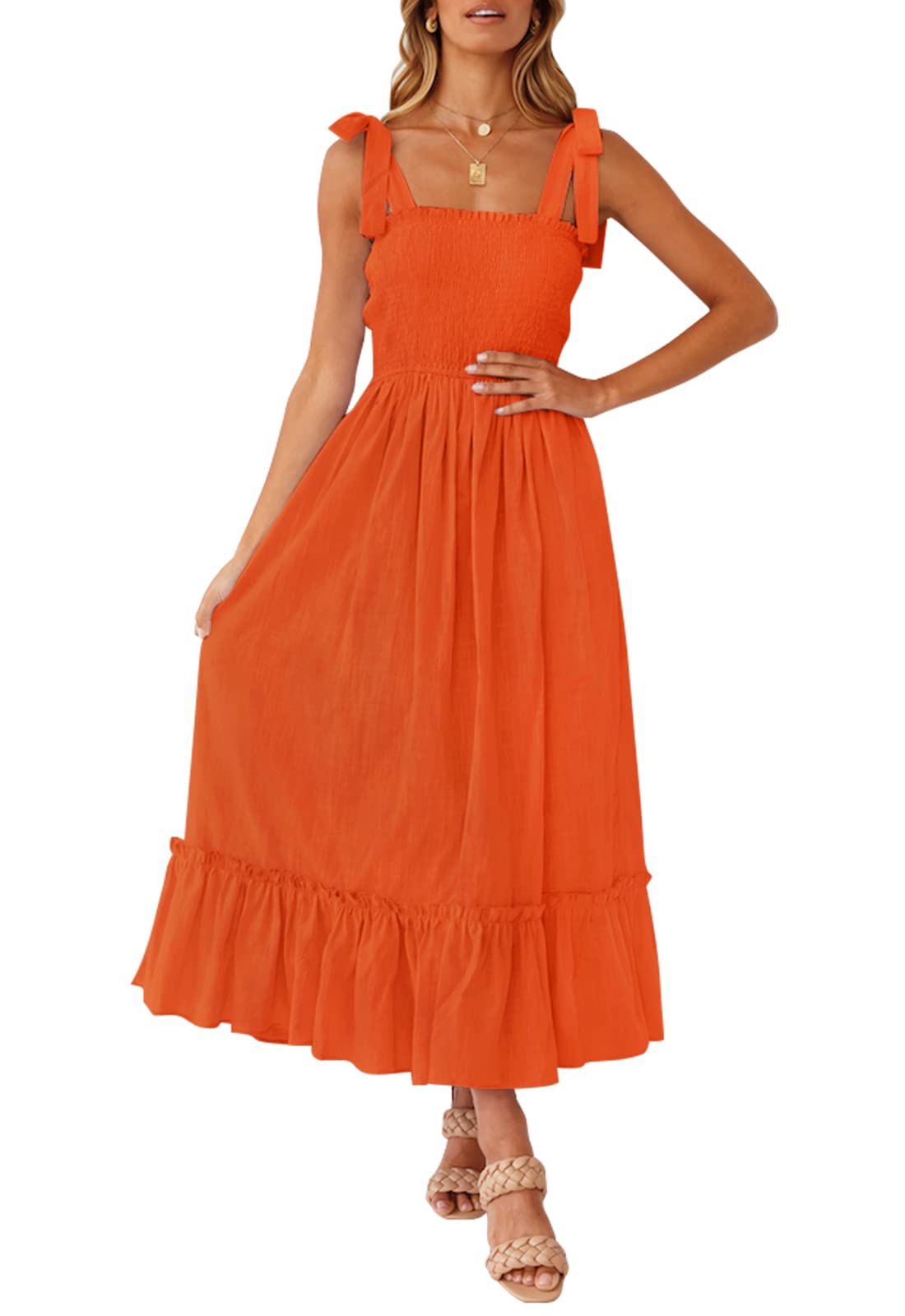 Luxuii Spaghetti Strap Ruffle Maxi Dress