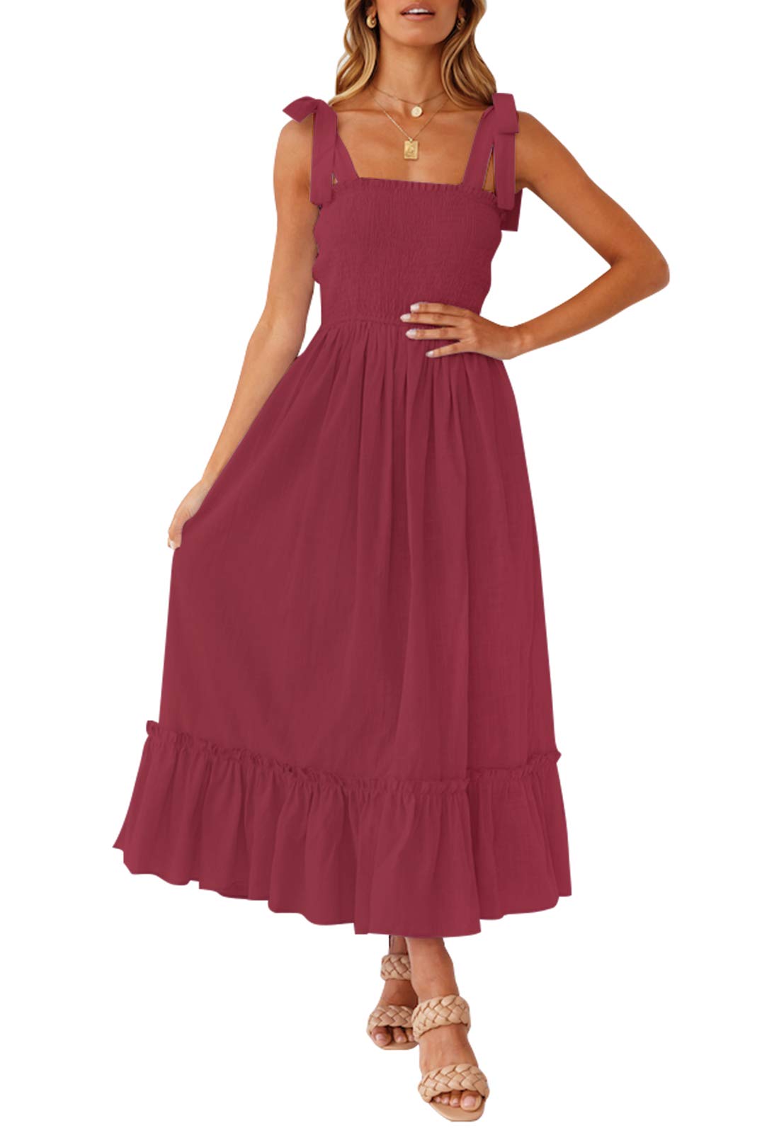 Luxuii Spaghetti Strap Ruffle Maxi Dress