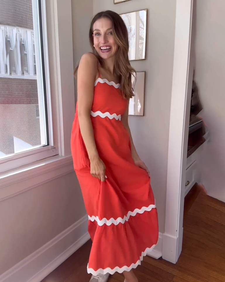 Luxuii Spaghetti Straps Sleeveless Backless Smocked Lace Midi Dress
