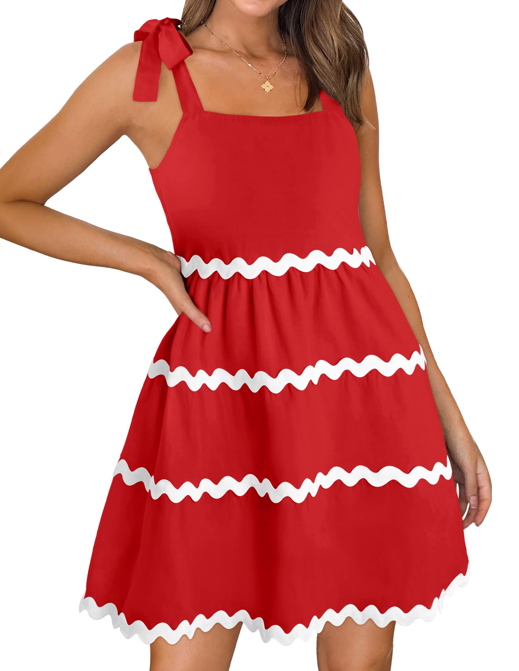 Luxuii Spaghetti Straps Smocked Backless Flowy Mini Dress