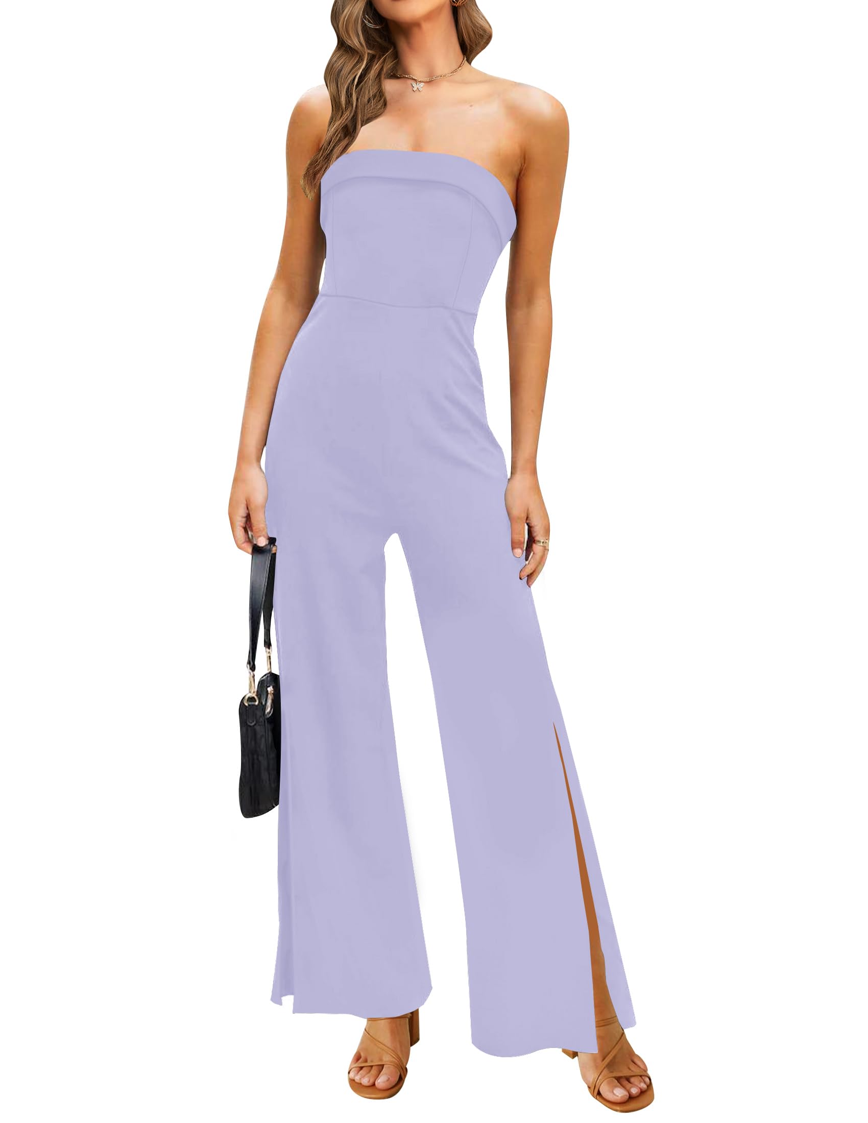 Luxuii Strapless Off Shoulder High Waist Wide Leg Jumpsuit