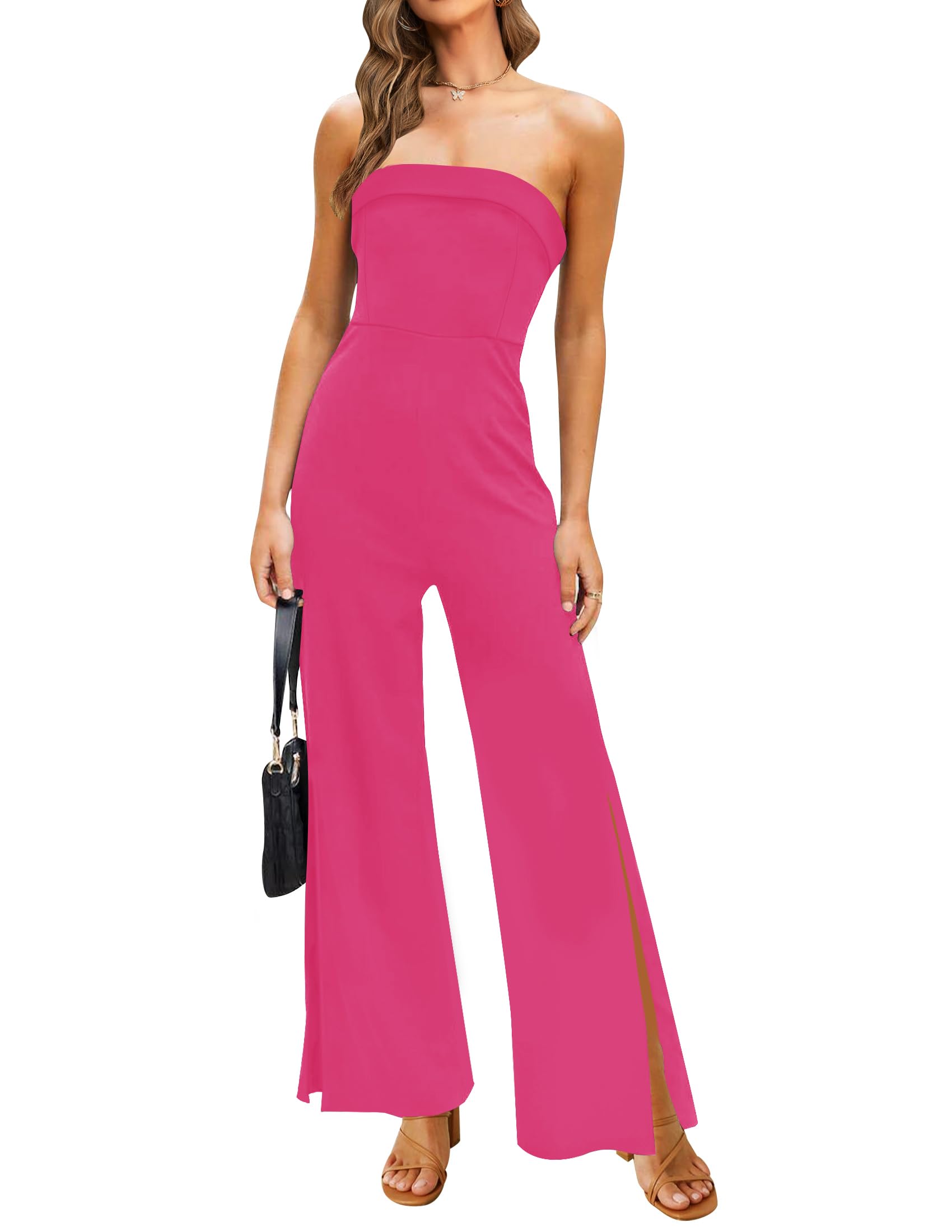 Luxuii Strapless Off Shoulder High Waist Wide Leg Jumpsuit