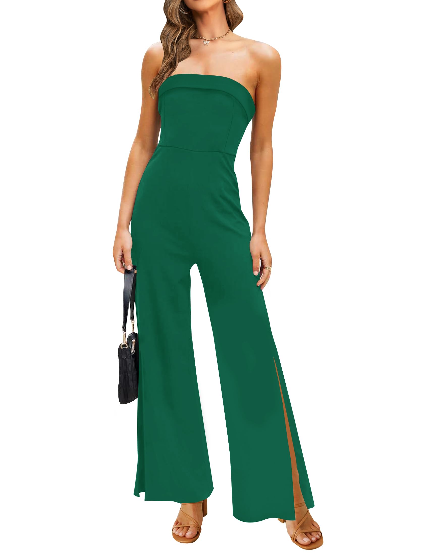 Luxuii Strapless Off Shoulder High Waist Wide Leg Jumpsuit