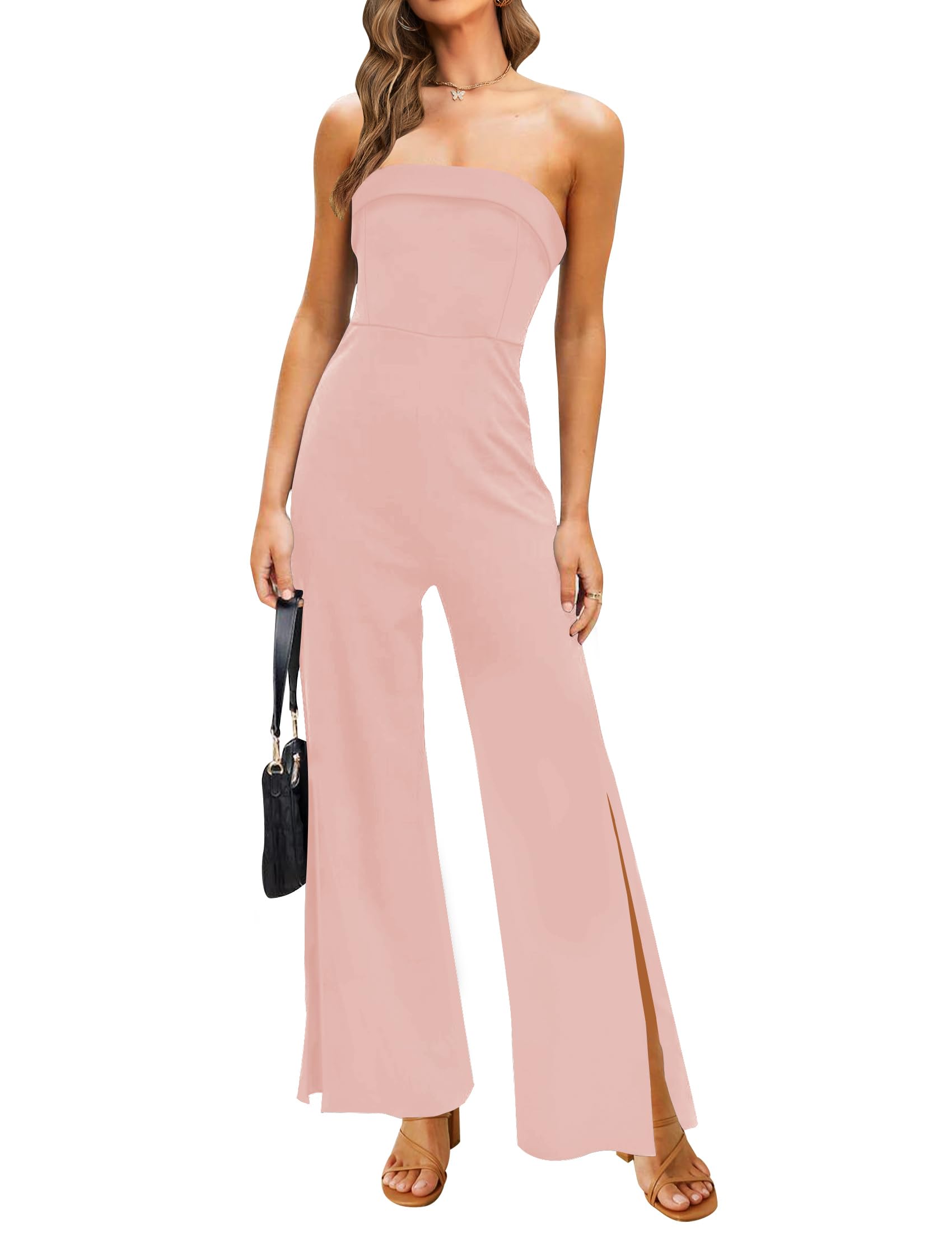 Luxuii Strapless Off Shoulder High Waist Wide Leg Jumpsuit