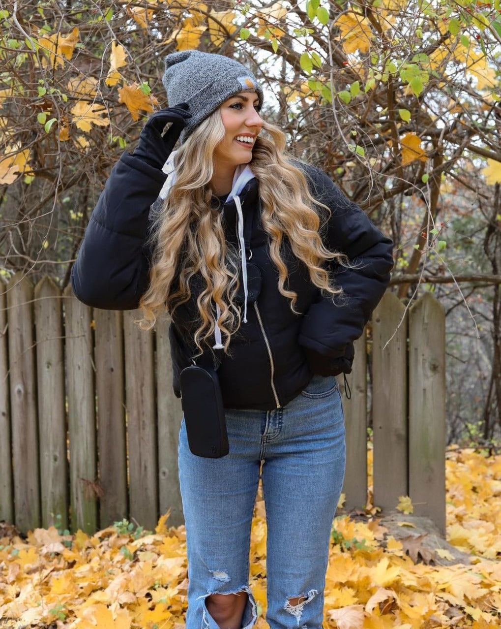 Luxuii Zipper Quilted Baggy Cropped Puffer Jacket Coat