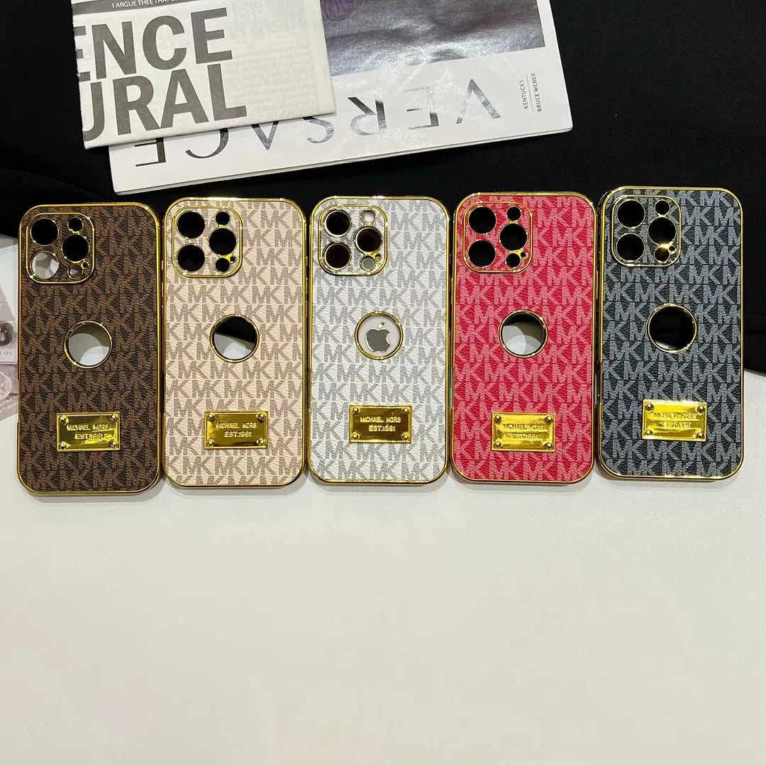 Gold Monogram Signature Canvas Leather iPhone Case