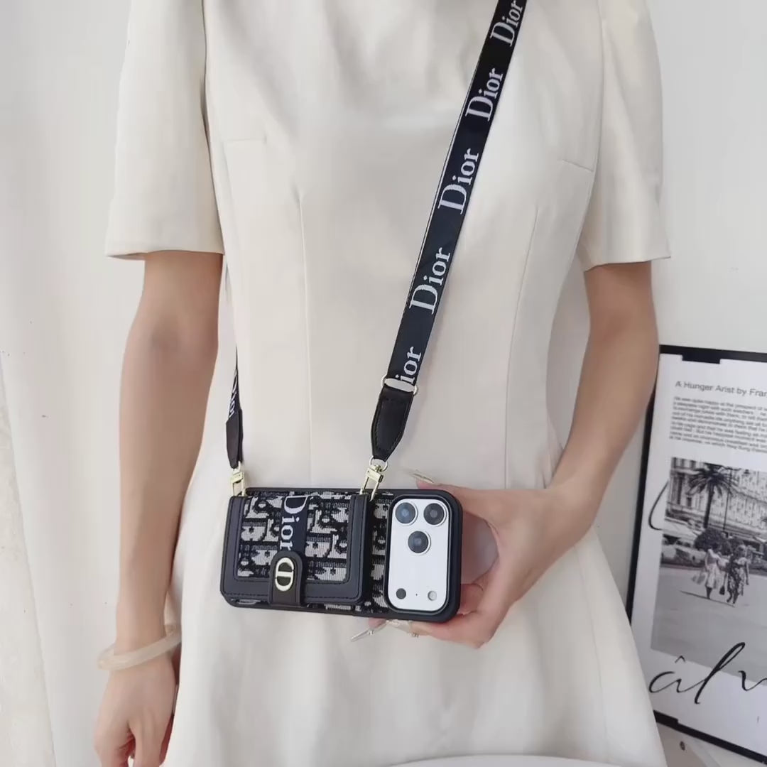 Leather Phone Case With Card Wallet And Strap For iPhone 17 / 16 / 15 / 14