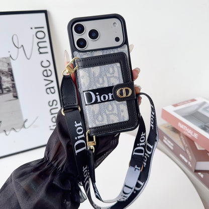 Leather Phone Case With Card Wallet And Strap For iPhone 17 / 16 / 15 / 14