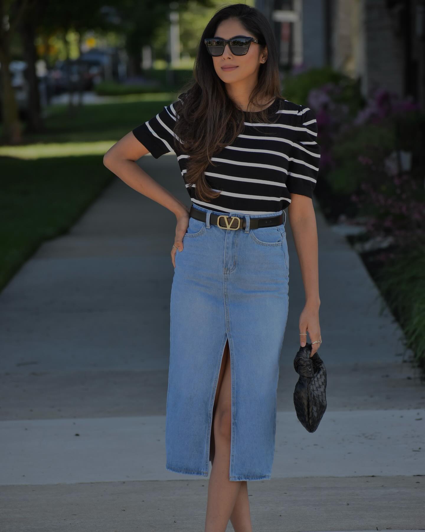 Luxuii Women's Short Sleeve Crewneck Striped Shirt Knit Slim Fit Casual Tops