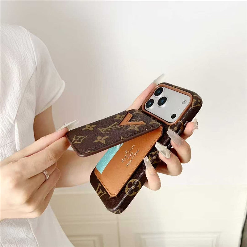 Leather Card Holder Phone Case For iPhone 13-17