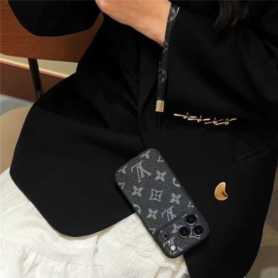Phone Monogram Case with Strap For iPhone 17 /16 /15 /14